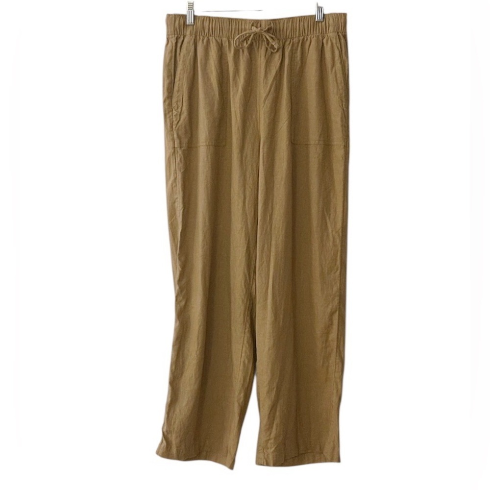 Lucky Brand Tan Pull On Drawstring Linen Blend Pants Size Medium NEW
